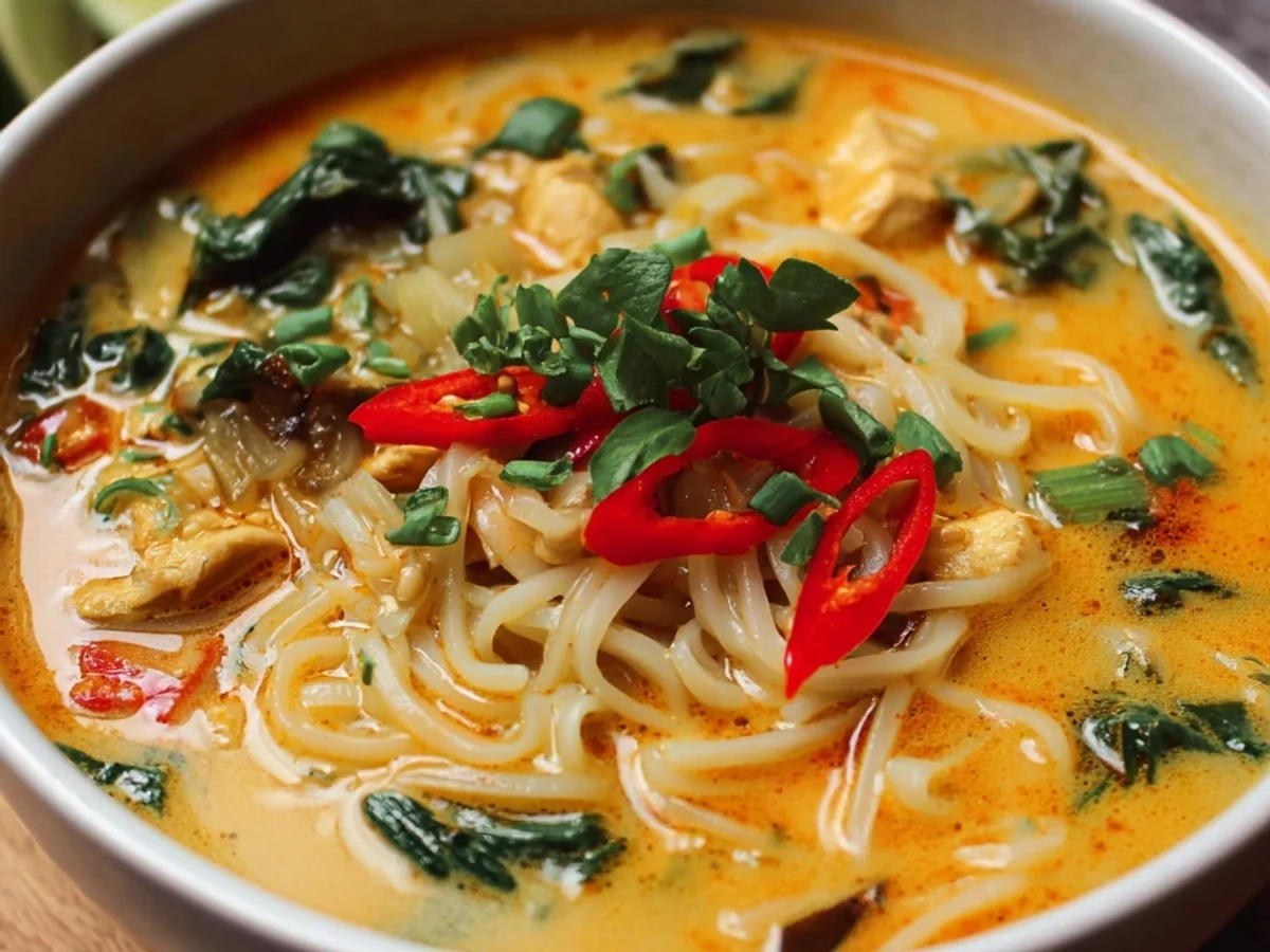 Thermomix Asiatische Kokos-Curry-Suppe mit Reisnudeln - Bild 1