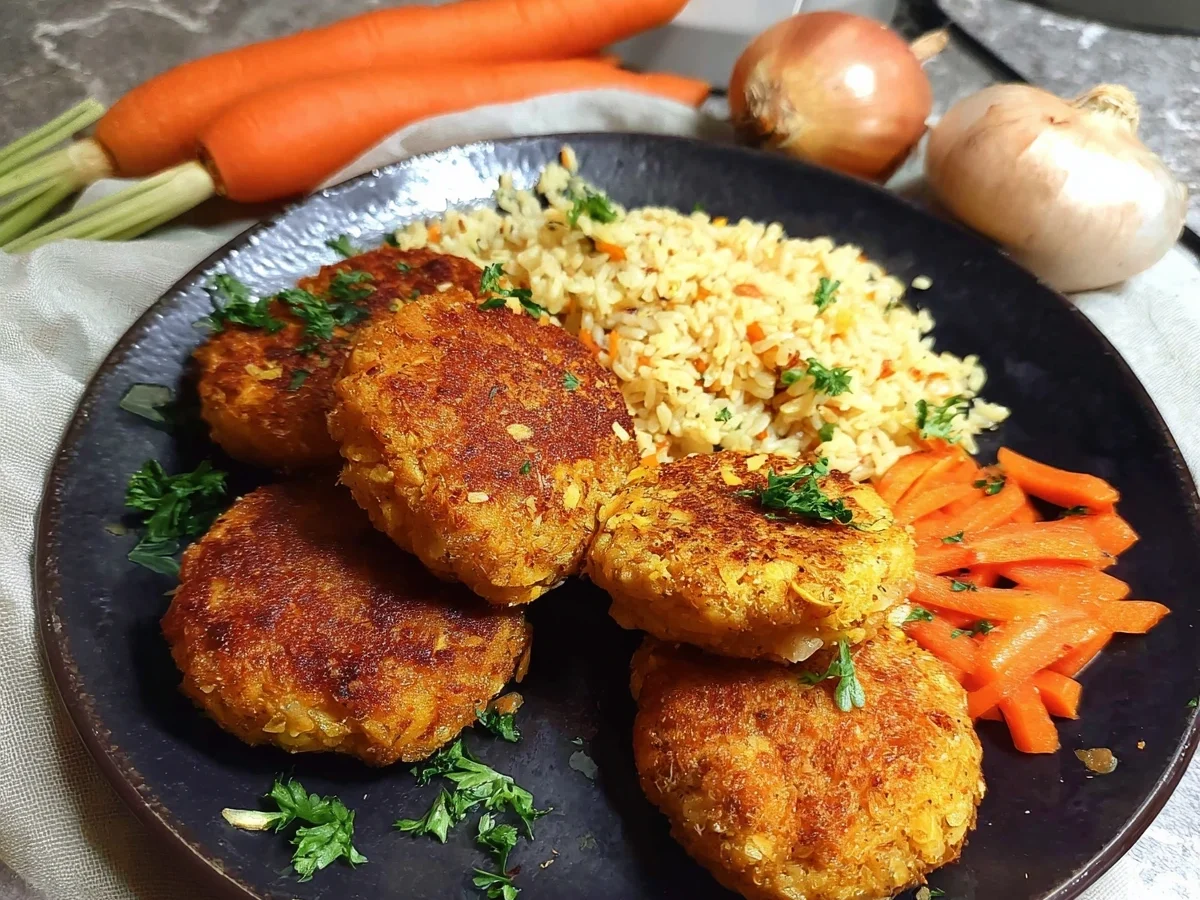 Vegetarische Frikadellen mit Reis & Möhren: Herzhaft & Lecker - Bild 1
