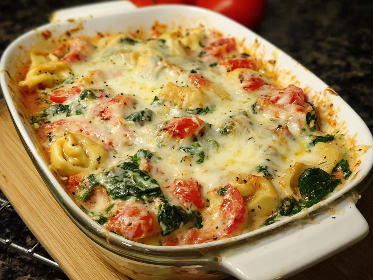 Vegetarischer Tortellini-Spinat-Auflauf mit Tomaten - Bild 1