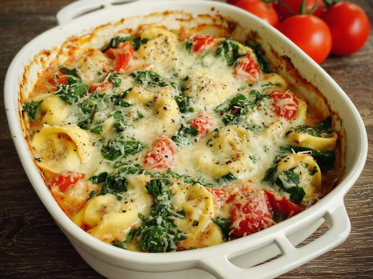 Vegetarischer Tortellini-Spinat-Auflauf mit Tomaten - Bild 2