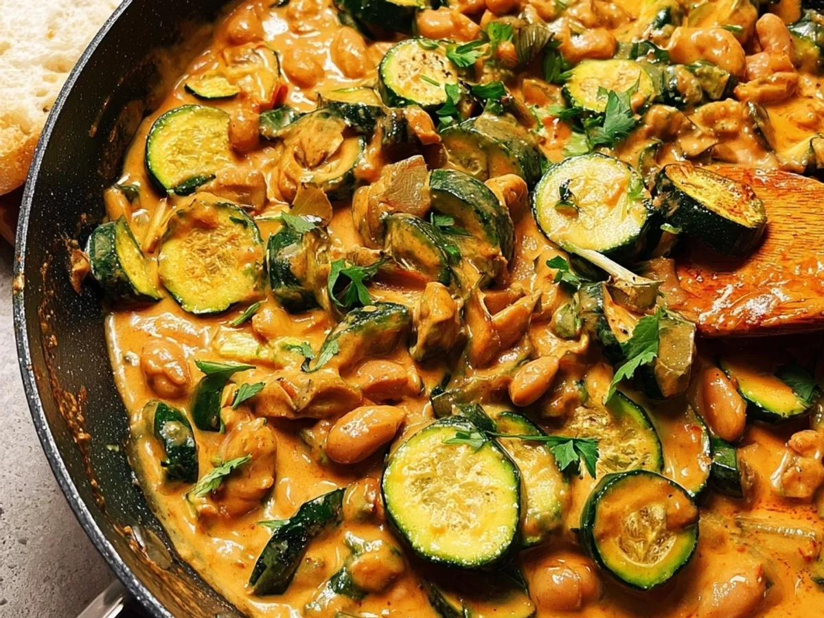 Zucchini-Bohnenpfanne cremig mit Erdnussbutter - Bild 2