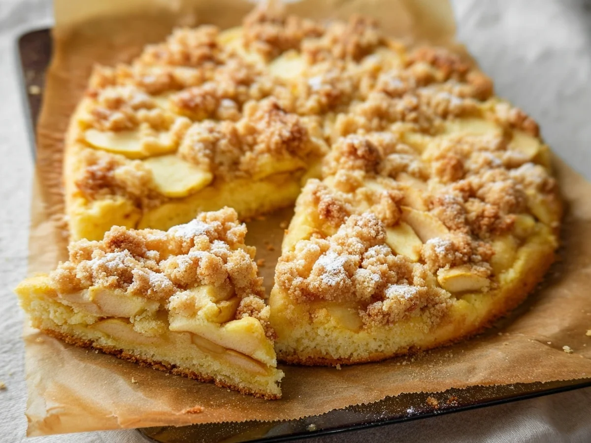Apfelkuchen vom Blech mit Streuseln Einfach & Saftig - Beitragsbild
