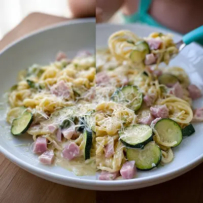 Baby Carbonara mit Zucchini & Putenschinken