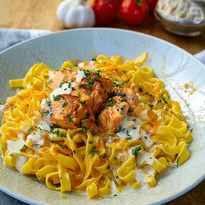 Bandnudeln mit Lachs-Sahnesoße: Schnell & Cremig genießen