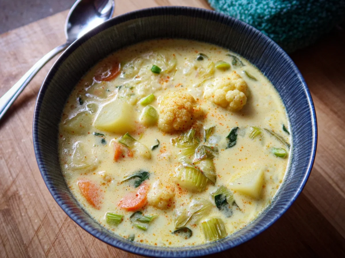 Cremige Blumenkohlsuppe mit Lauch & Kartoffeln - Beitragsbild