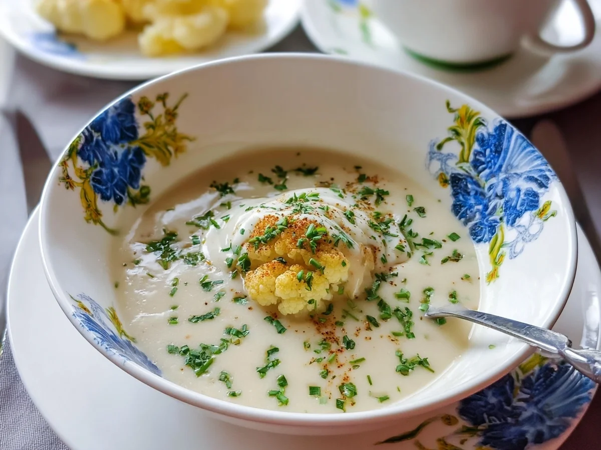 Cremige Blumenkohlsuppe nach Omas Rezept: Einfach & schnell - Beitragsbild
