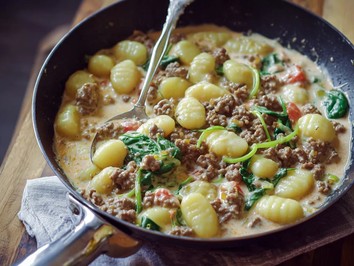 Cremige Gnocchi Hackfleisch Pfanne: Schnell & Herzhaft - Beitragsbild