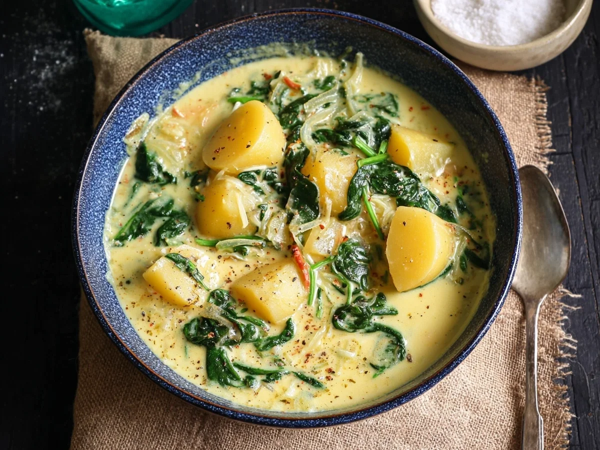 Cremige Kartoffelsuppe mit Spinat Einfach & Lecker - Beitragsbild