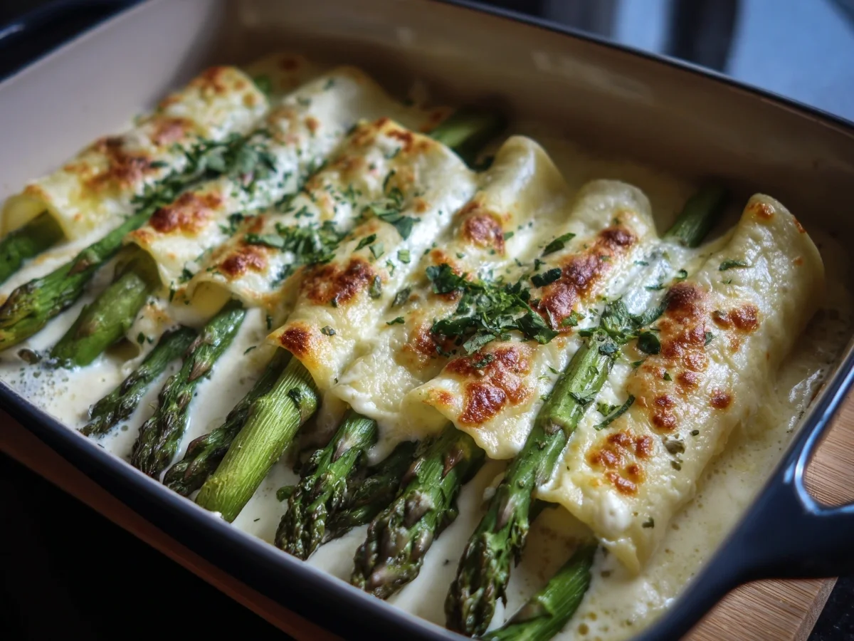 Cremige Spargel Cannelloni: Einfaches Ofenrezept - Beitragsbild