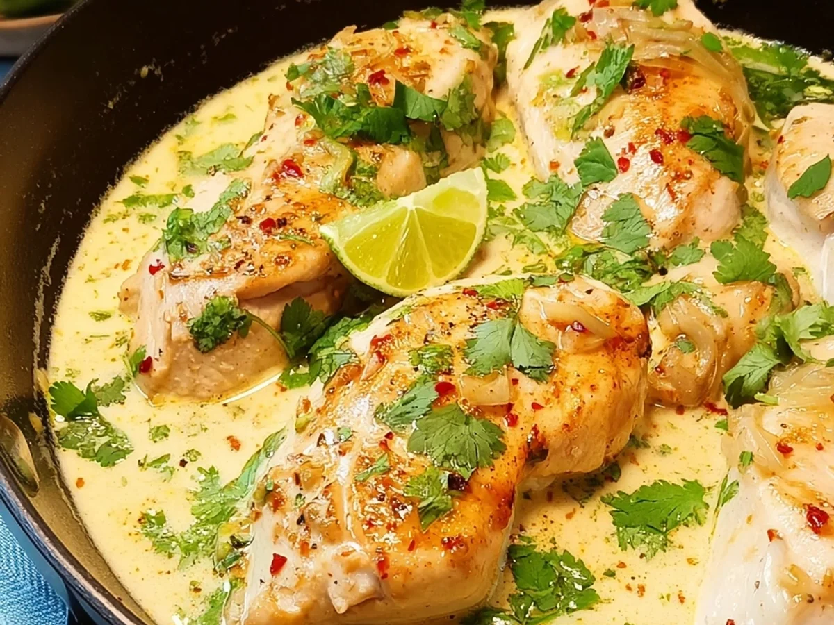 Cremiges Hähnchen in Kokos-Limetten-Soße - Beitragsbild