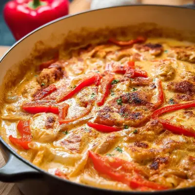 Cremiges Paprika-Sahne-Hähnchen aus dem Ofen