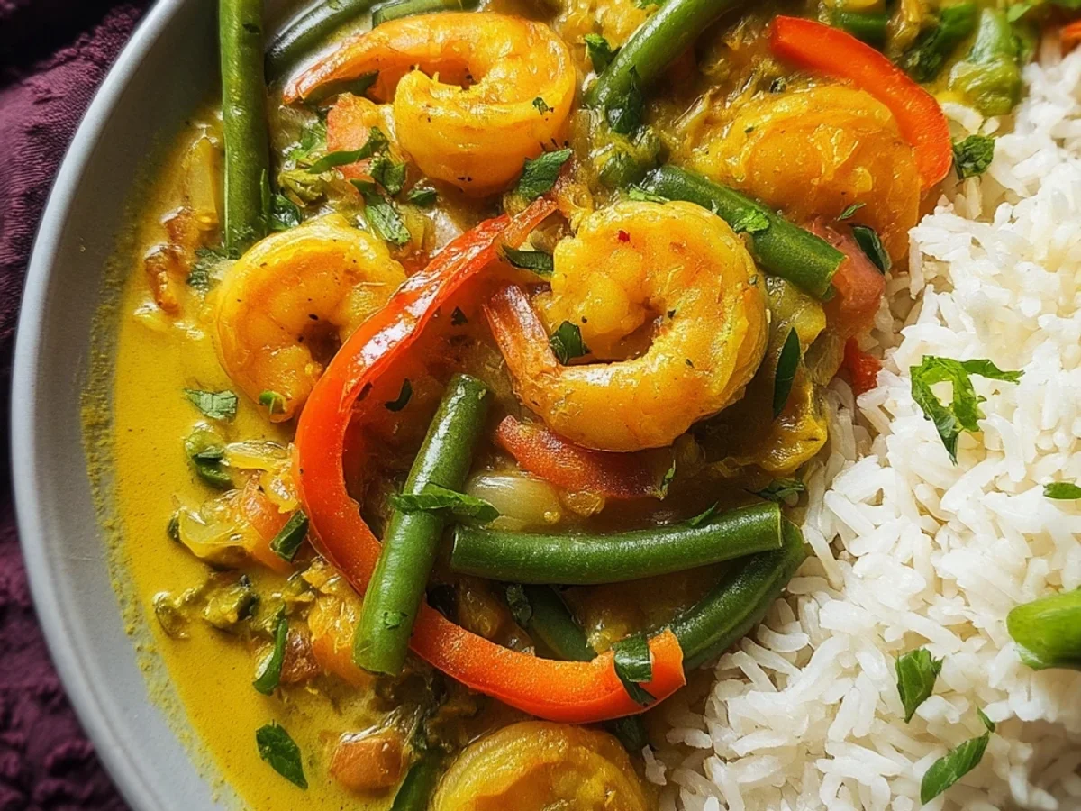 Curry Garnelen mit Gemüse & Reis: Schnell & Lecker - Beitragsbild