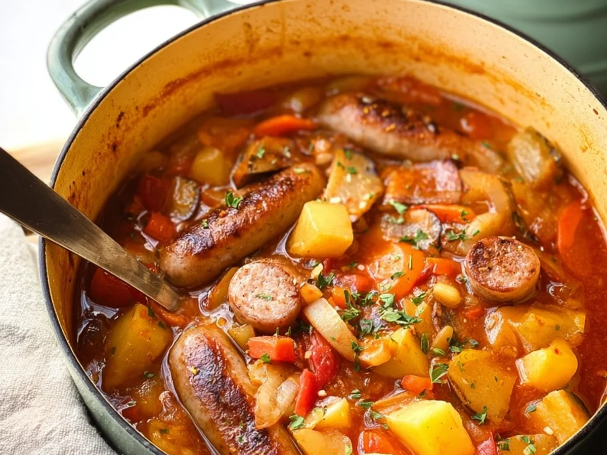 Currywurst Eintopf: Einfach & Herzhaftes Rezept - Beitragsbild