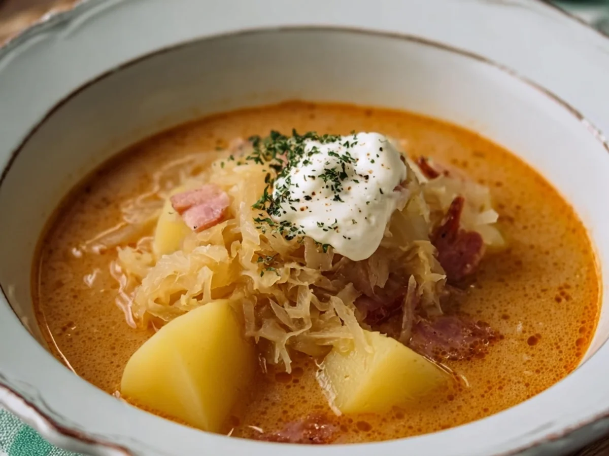 Deftige Sauerkrautsuppe mit Kartoffeln Rezept - Beitragsbild