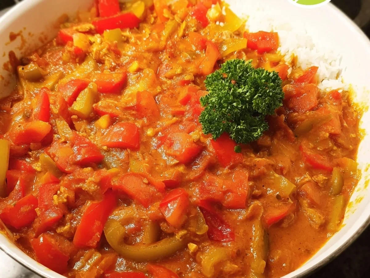 Einfaches veganes Paprika Curry: Schnell zubereitet - Beitragsbild