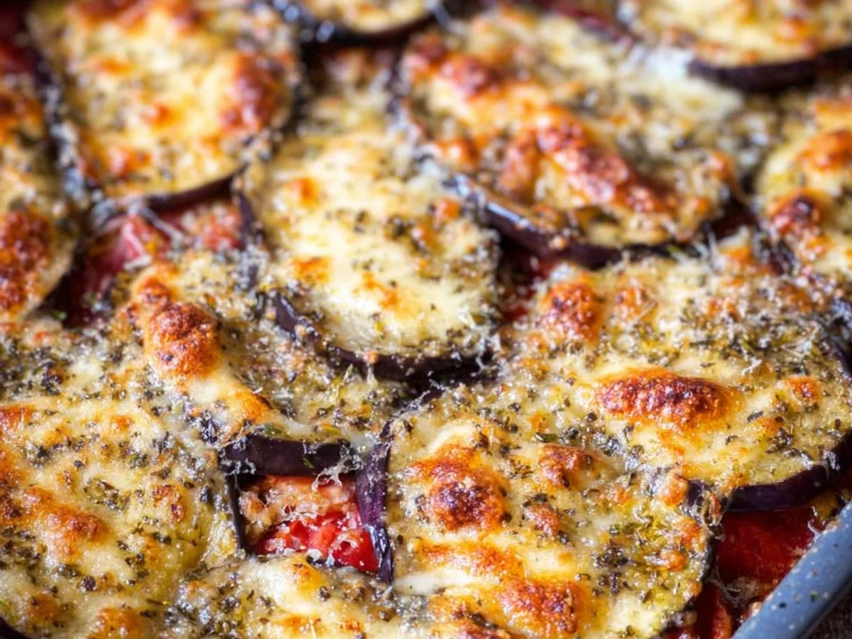 Gebackene Auberginen: Einfaches 4-Zutaten-Rezept - Beitragsbild