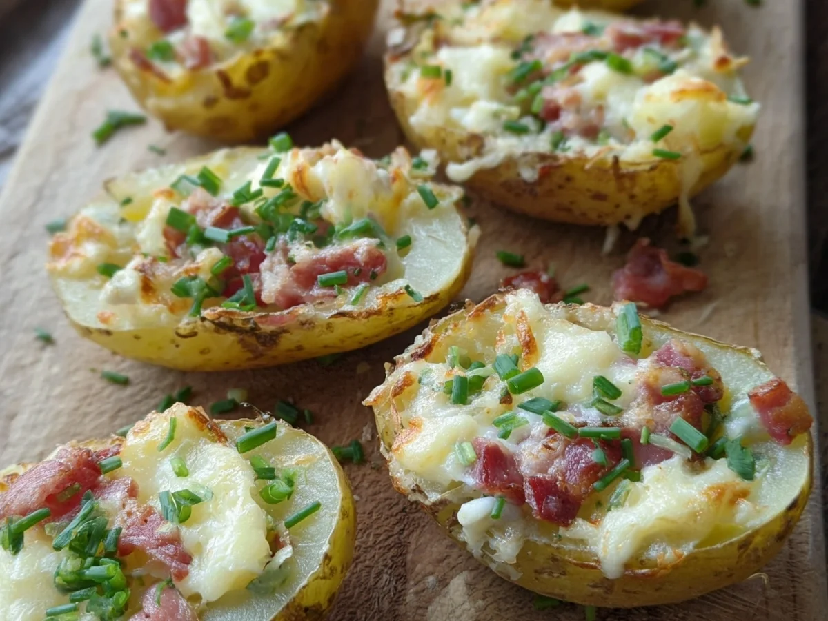 Gefüllte Kartoffeln Flammkuchen Art: Schnelles Familienrezept - Beitragsbild