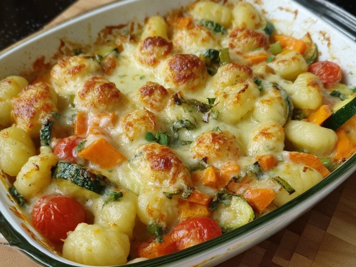 Gesunder Gnocchi-Auflauf mit viel Gemüse für die Familie - Beitragsbild