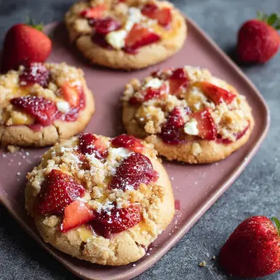 Glutenfreie Vegane Erdbeer-Pudding Streuseltaler