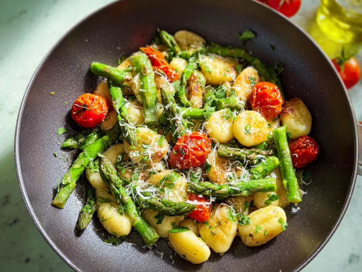 Gnocchi Pfanne mit grünem Spargel: Schnell & Lecker - Beitragsbild