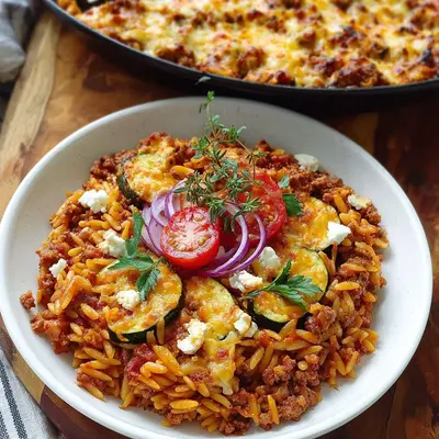 Griechischer Kritharaki-Auflauf mit Hackfleisch & Feta