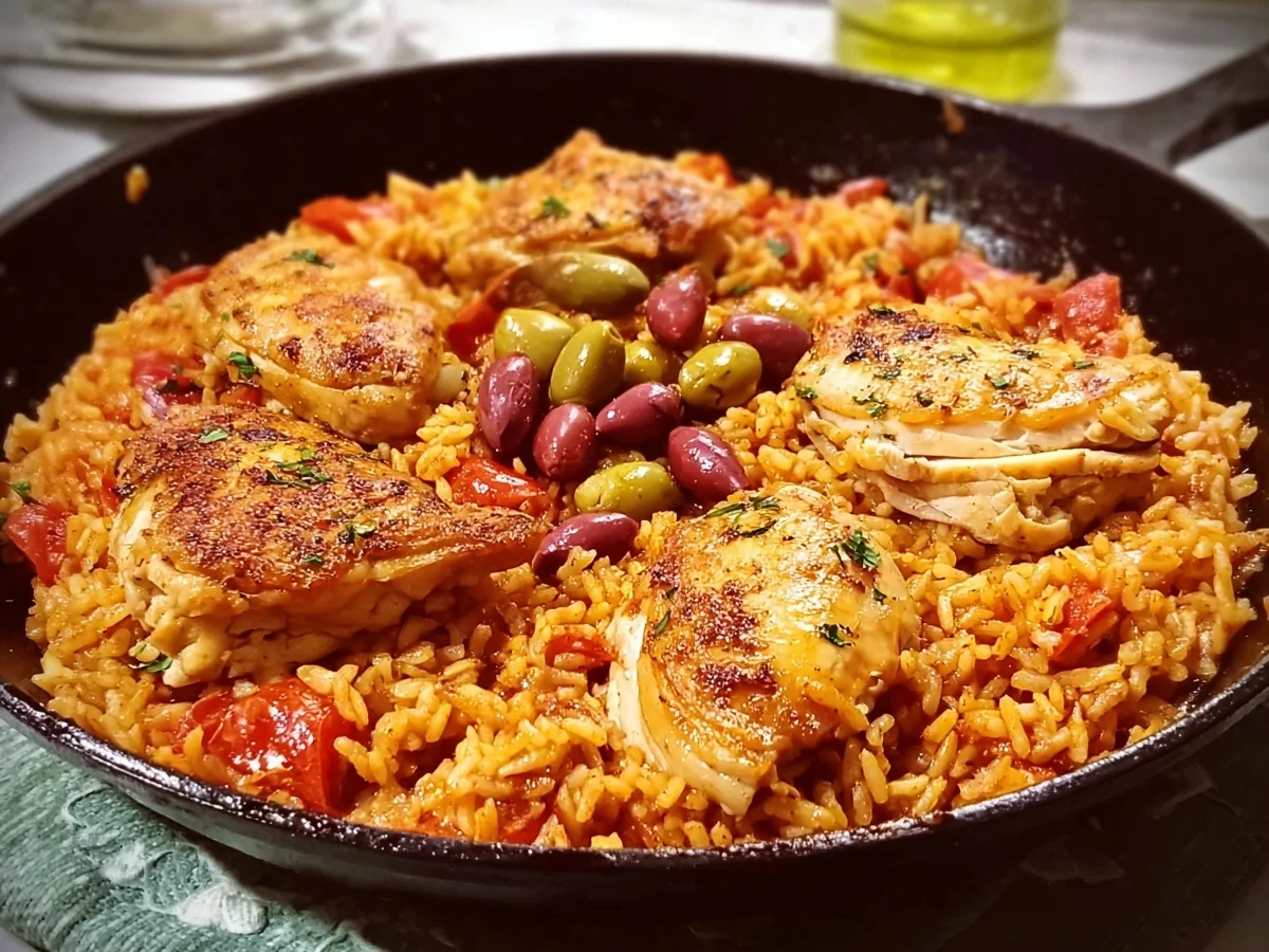 Griechisches Hähnchen mit Tomatenreis - Beitragsbild
