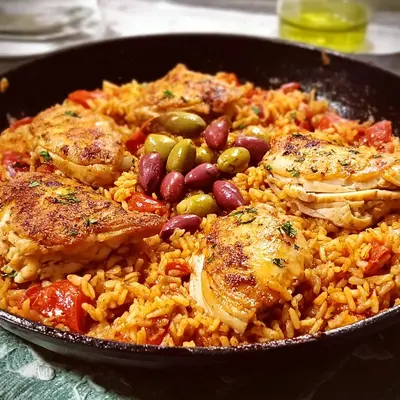 Griechisches Hähnchen mit Tomatenreis