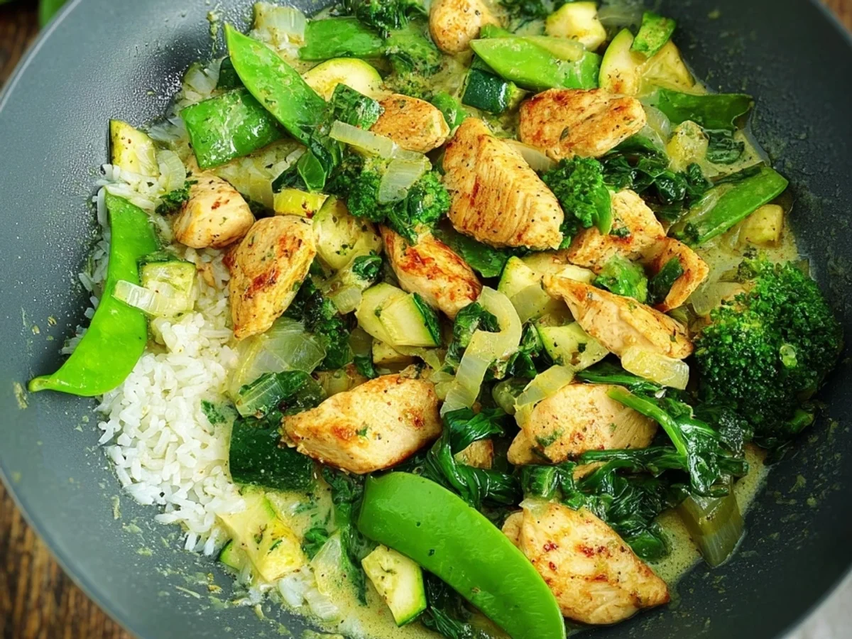 Grüne Low Carb Hähnchenpfanne: Schnell & Frisch - Beitragsbild
