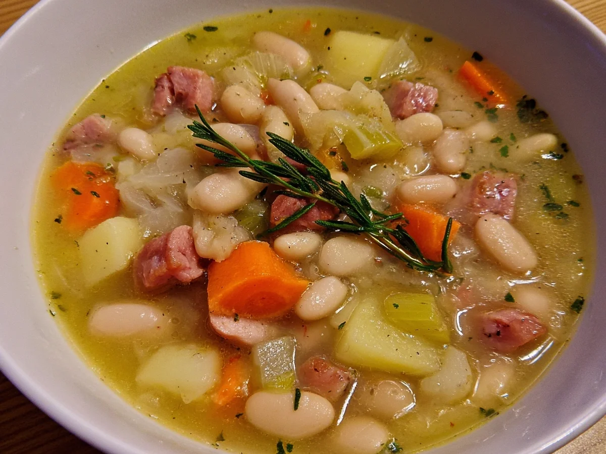 Herzhafte Weiße Bohnensuppe Deftiger Eintopf - Beitragsbild