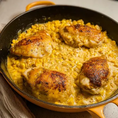Hähnchen mit Mais in cremiger Sauce