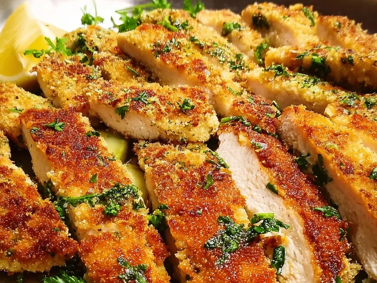 Hähnchen-Schnitzelstreifen mit Kräuterpanade - Beitragsbild
