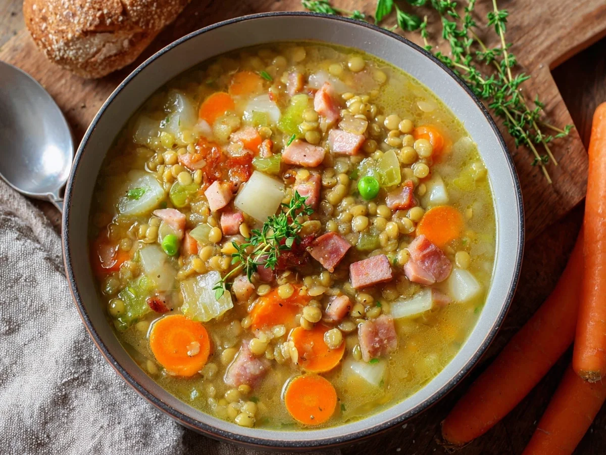 Klassische Erbsensuppe wie bei Oma: Herzhaft & Cremig - Beitragsbild