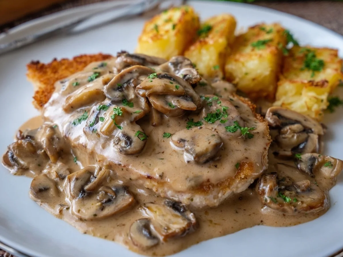 Klassisches Jägerschnitzel mit cremiger Pilzsoße - Beitragsbild