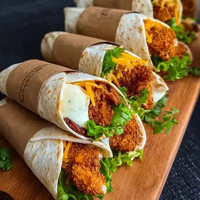 Knusprige Mini Fried Chicken Wraps für deine Party