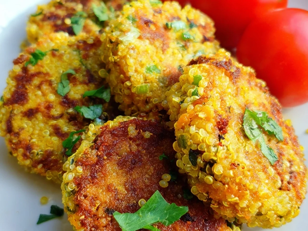 Knusprige Quinoa-Kurkuma Bratlinge Vegan & Gesund - Beitragsbild