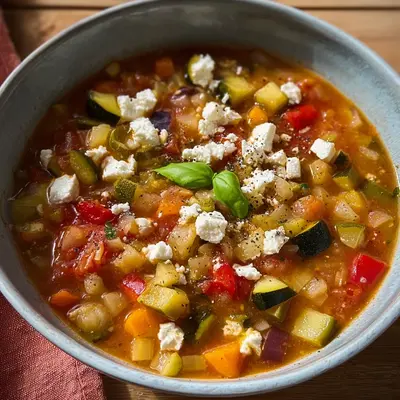 Leichte Ratatouille-Suppe mit Feta: Schnell & Lecker