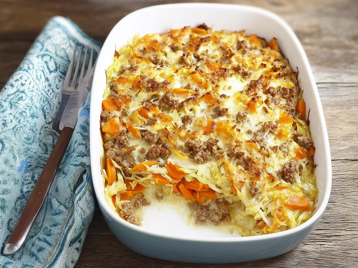 Low Carb Chinakohl-Auflauf mit Hackfleisch & Karotten - Beitragsbild