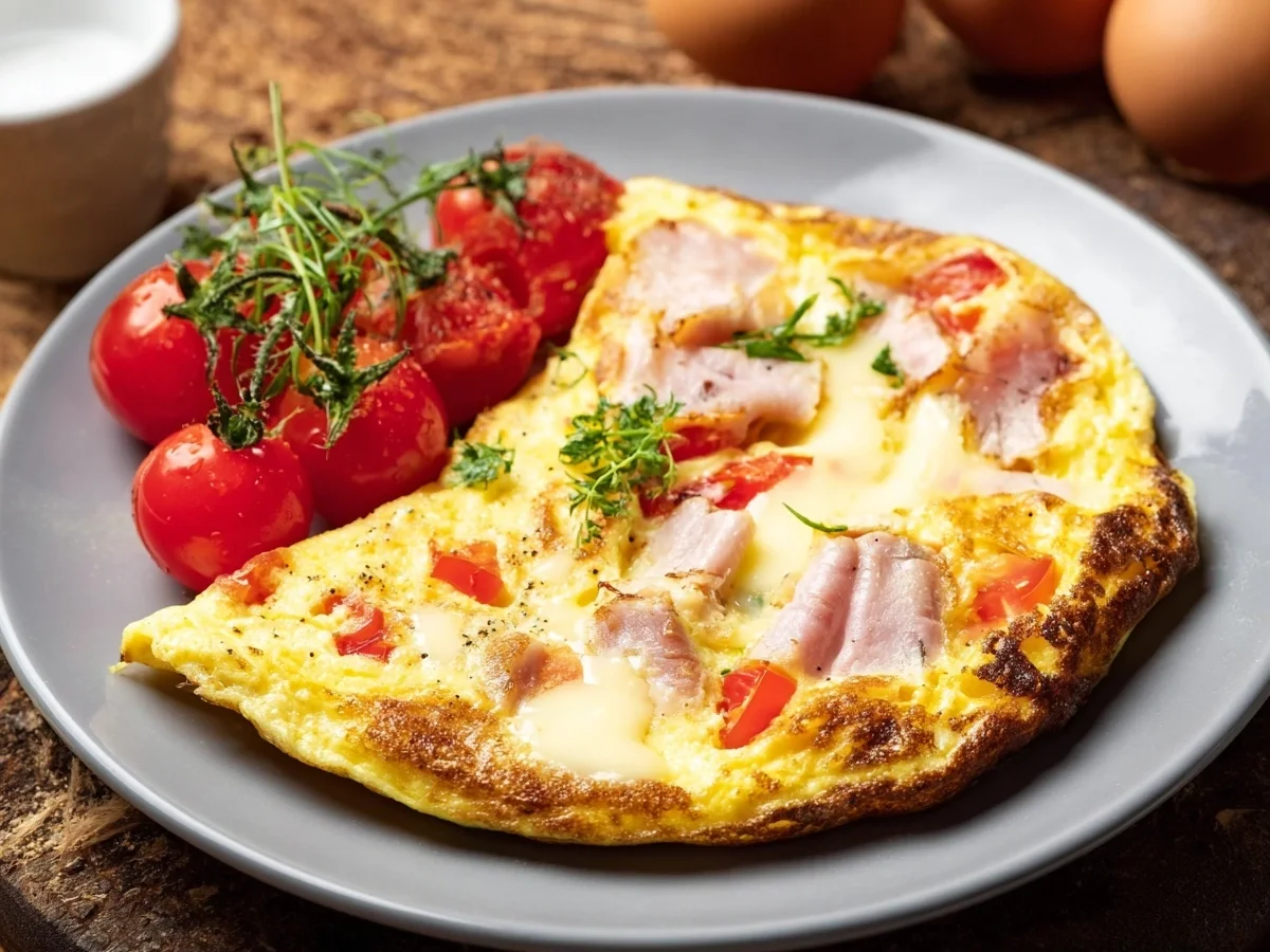 Low Carb Truthahn-Käse-Tomaten-Omelett: Gesundes Frühstück - Beitragsbild
