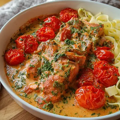 Ofenlachs mit Tomaten-Sahnesoße: Schnell & Lecker
