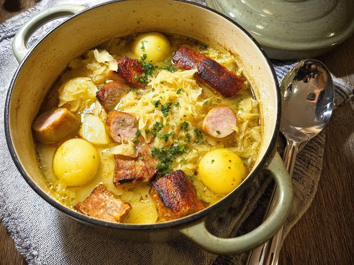Omas Sauerkraut Eintopf mit Kartoffeln Herzhaft - Beitragsbild