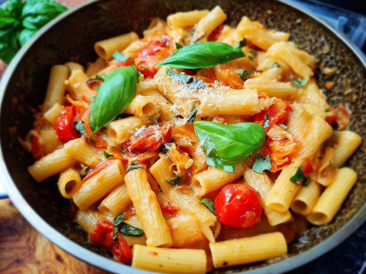 One Pot Pasta mit Tomaten: Einfaches 15-Minuten-Rezept - Beitragsbild