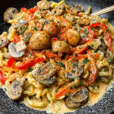 Paprika Spätzle mit Champignons: Herzhaft & schnell
