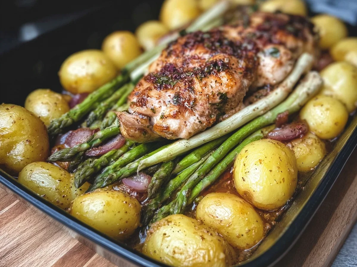 Saftige Hähnchenbrust mit Spargel und Kartoffeln - Beitragsbild