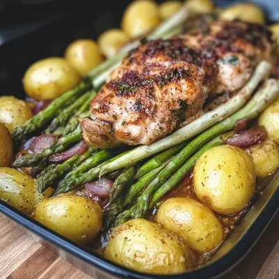 Saftige Hähnchenbrust mit Spargel und Kartoffeln