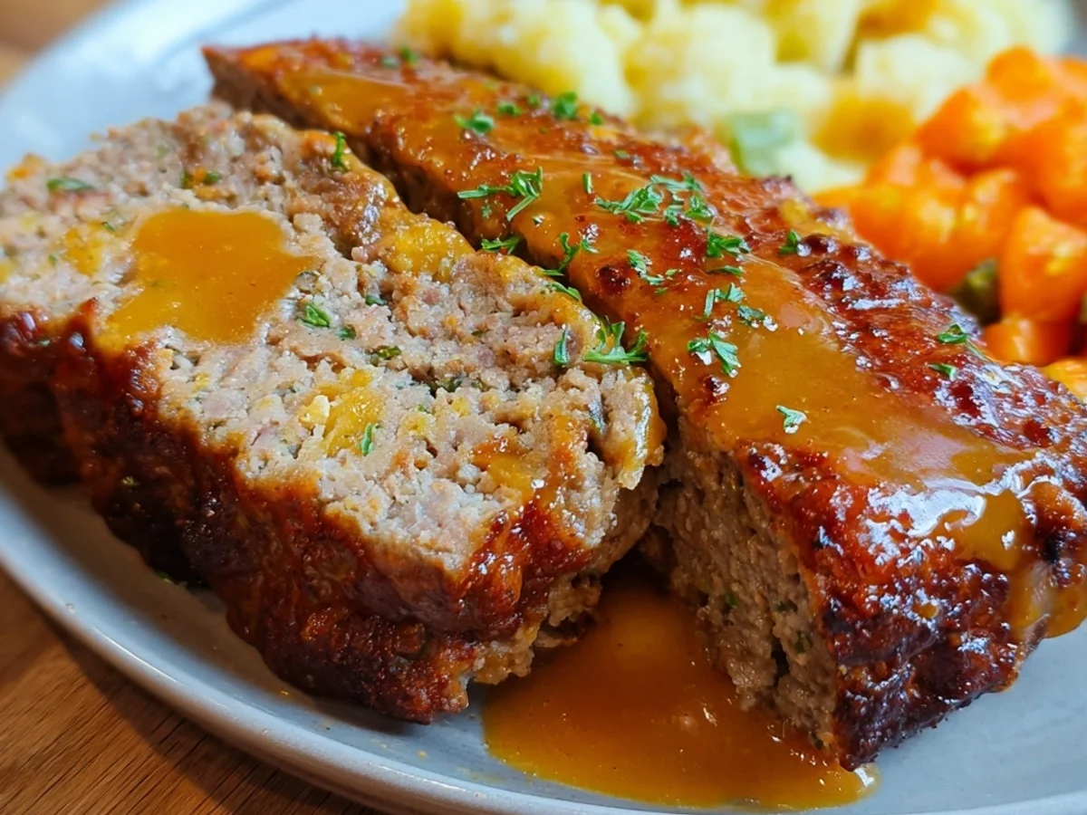 Saftiger Hackbraten aus dem Ofen mit Senfkruste - Beitragsbild
