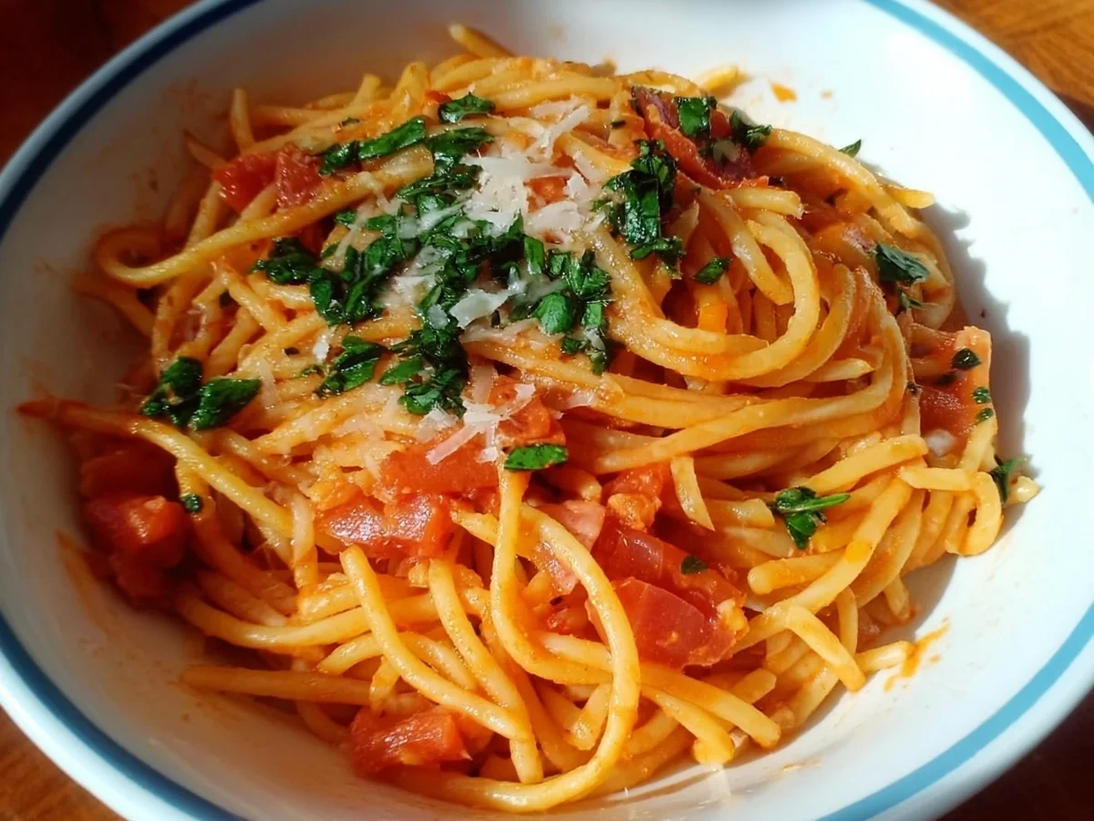 Sahnige Tomatensauce mit Nudeln: Schnell & Einfach - Beitragsbild