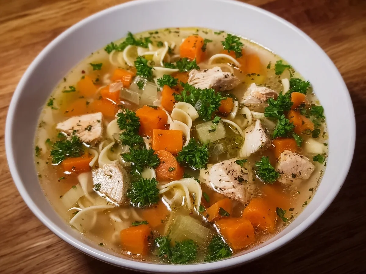 Schnelle Hühnersuppe: Einfach, klar & lecker - Beitragsbild