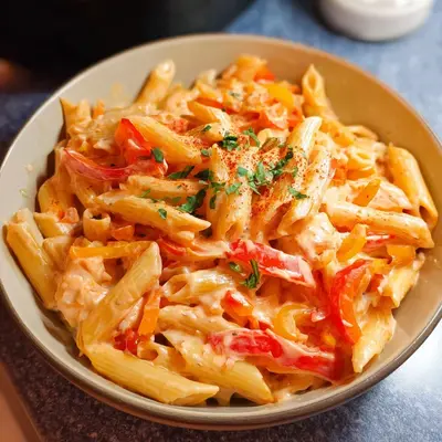 Schnelle Pasta mit Paprika-Sahne-Soße in 20 Minuten