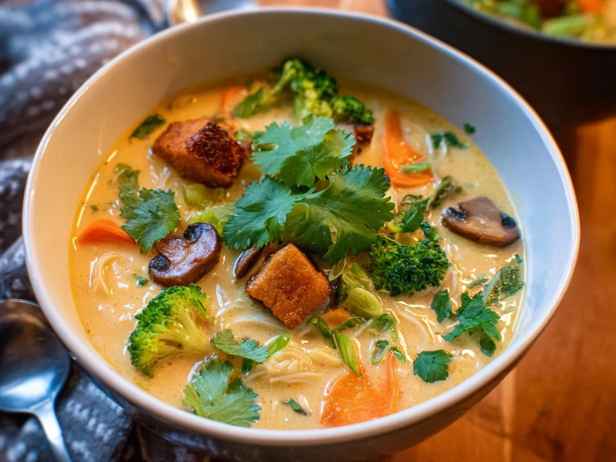 Schnelle Thai-Kokos-Suppe mit Gemüse - Beitragsbild