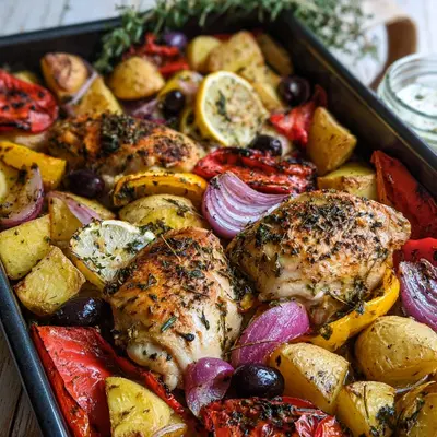 Schnelles Griechisches Huhn vom Blech Rezept